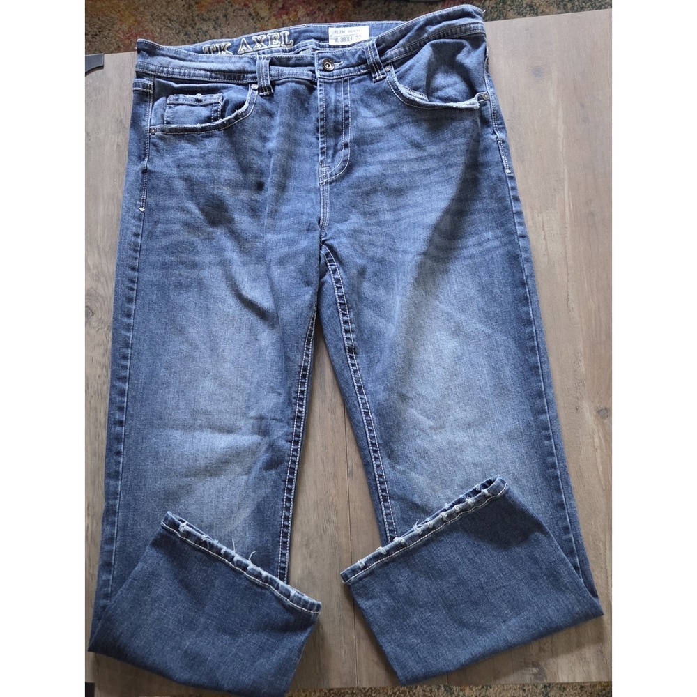 TK Axel Slim Bootcut Medium Wash Denim Blue Jeans Men Sz 38x32